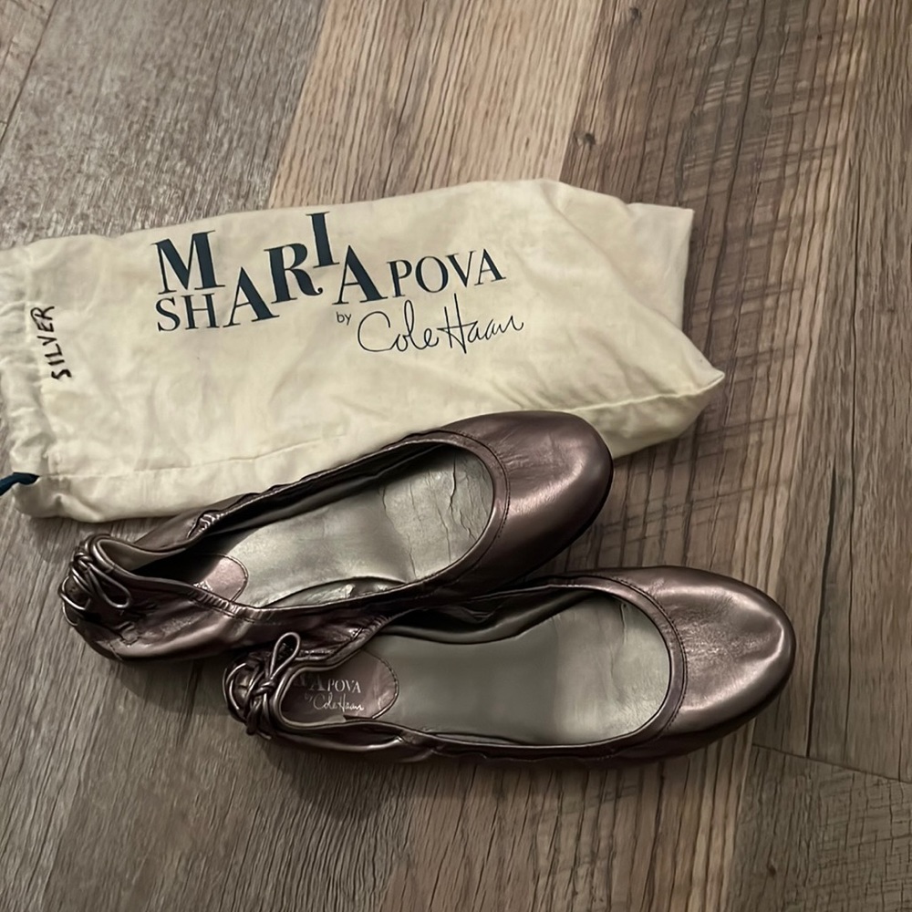 Cole Haan Mariapova flats lace up size 10M pewter A0008